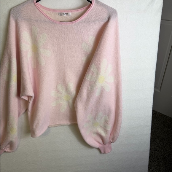 Ekouaer Women's Daisy 100% Polyester Long Sleeve Sweater Light Pink Large - Picture 6 of 7